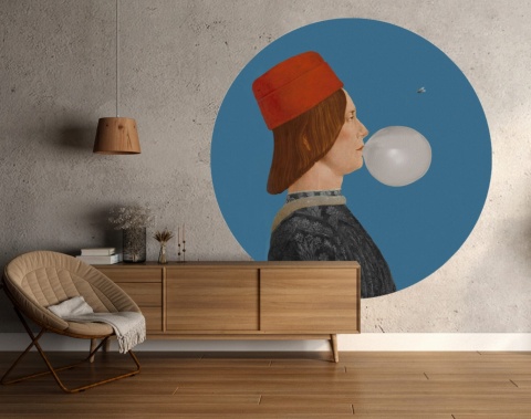 Mural DOTS - Młodzieniec z Muchą niebieski