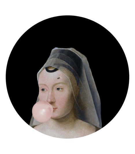 Mural DOTS - Młoda Kobieta w Welonie czarny