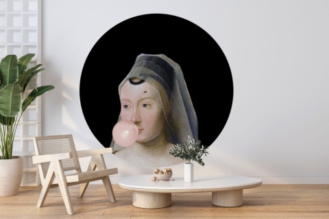 Mural DOTS - Młoda Kobieta w Welonie czarny