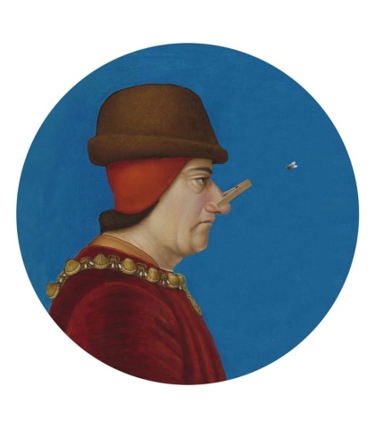 Mural DOTS - Mężczyzna z Żabką niebieski tapeta naklejka do salonu lub sypialni