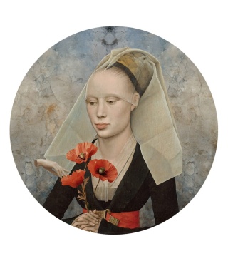 Mural DOTS - Kobieta z Makiem kamienny