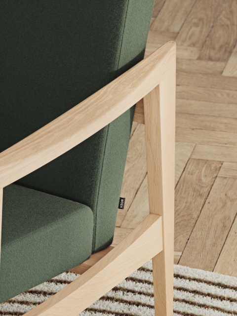 Fotel tapicerowany CK57 rama dąb naturalny ciemny zielony