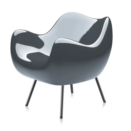 Fotel CLASSIC RM58 po renowacji designerski antracyt do salonu lub jadalni