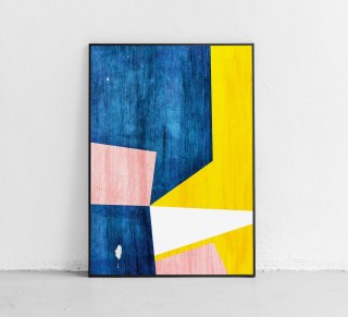 Plakat ABSTRAKCJA GEOMETRYCZNA niebieski