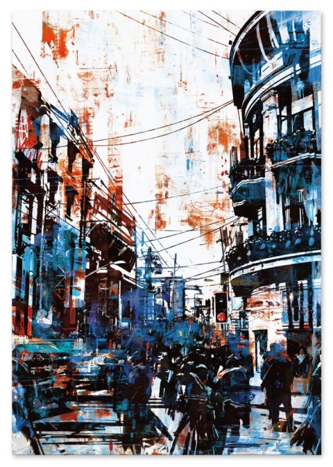 Plakat ABSTRAKCJA NIEBIESKIE MIASTO kolor