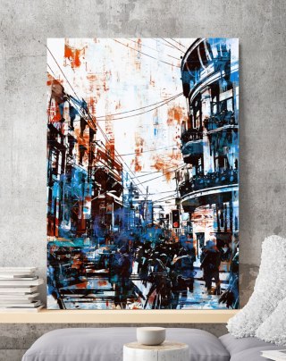 Plakat ABSTRAKCJA NIEBIESKIE MIASTO kolor