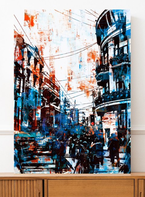 Plakat ABSTRAKCJA NIEBIESKIE MIASTO kolor