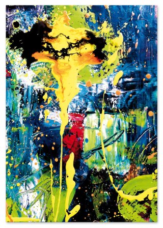 Plakat ABSTRAKCJA ROZLANA FARBA kolor