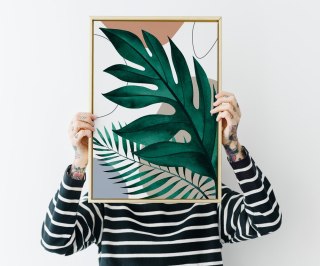 Plakat BOHO ZIELONE LIŚCIE kolor