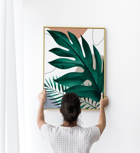 Plakat BOHO ZIELONE LIŚCIE kolor