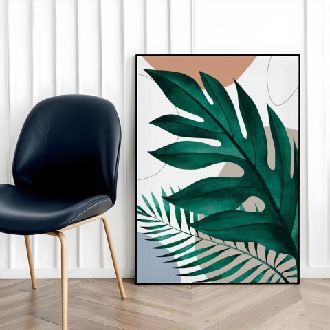 Plakat BOHO ZIELONE LIŚCIE kolor