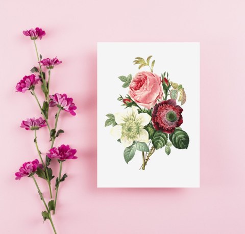 Plakat BUKIET KWIATY VINTAGE kolor