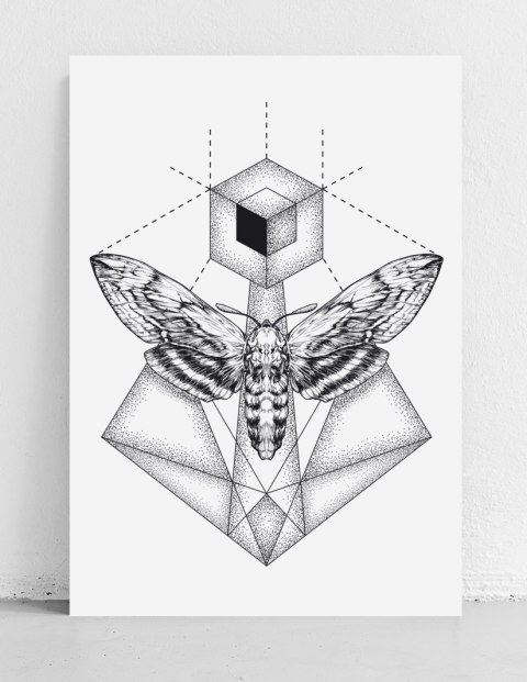 Plakat ĆMA MOTYL geometryczny czarno biały