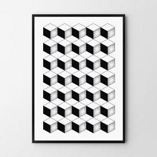 Plakat CZARNOBIAŁY PATTERN czarny