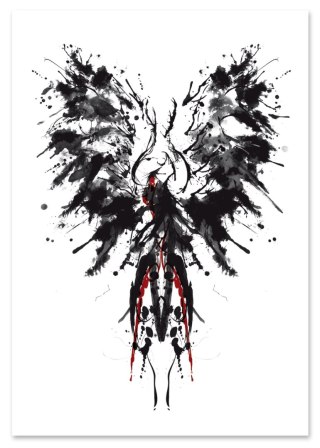 Plakat CZARNY FENIKS ABSTRAKCJA czarno biały