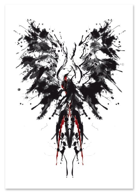 Plakat CZARNY FENIKS ABSTRAKCJA czarno biały