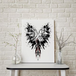 Plakat CZARNY FENIKS ABSTRAKCJA czarno biały