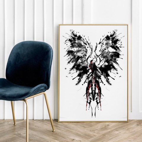 Plakat CZARNY FENIKS ABSTRAKCJA czarno biały