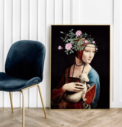 Plakat DAMA Z ŁASICZKĄ da Vinci kolor