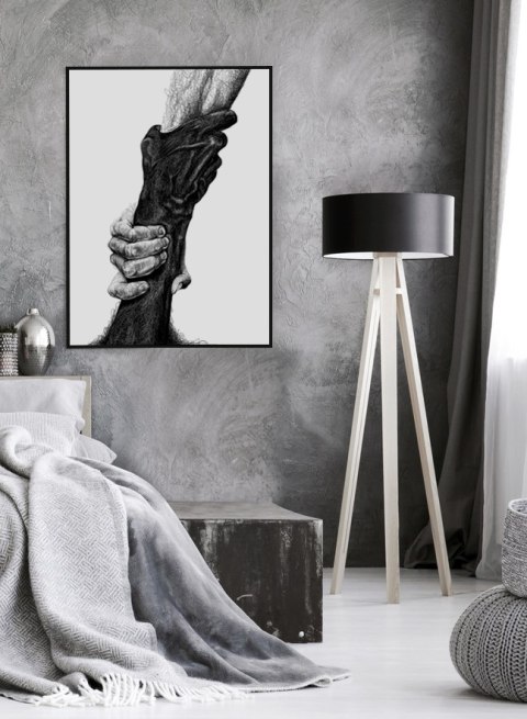 Plakat DŁONIE RĘCE UŚCISK szkic czarno biały