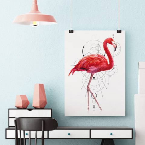 Plakat FLAMING GEOMETRIA różowy