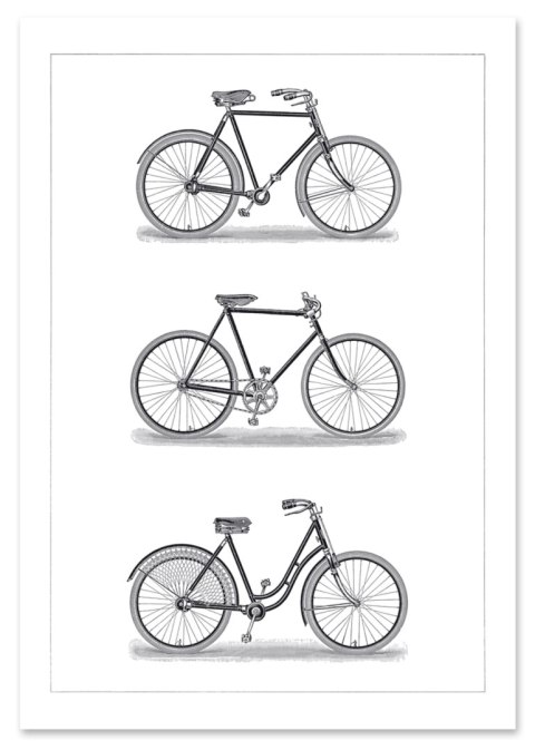 Plakat KOLARZÓWKA ROWERY VINTAGE czarno biały