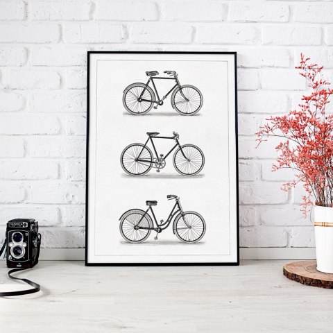 Plakat KOLARZÓWKA ROWERY VINTAGE czarno biały