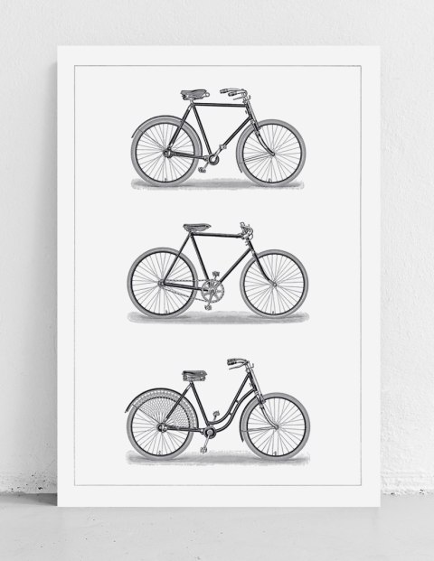 Plakat KOLARZÓWKA ROWERY VINTAGE czarno biały