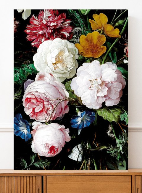 Plakat KWIATY CZARNE TŁO kolor
