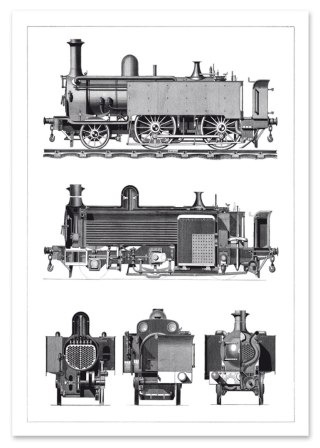 Plakat LOKOMOTYWA POCIĄG VINTAGE czarno białe