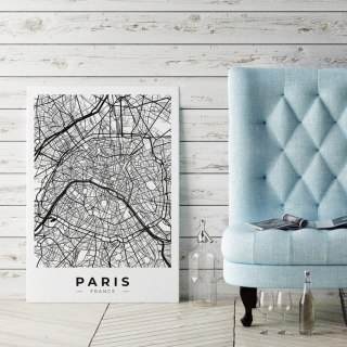 Plakat MAPA PARYŻ PLAN MIASTA czarno białe