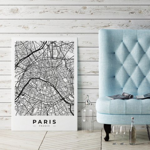 Plakat MAPA PARYŻ PLAN MIASTA czarno białe