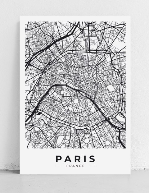 Plakat MAPA PARYŻ PLAN MIASTA czarno białe