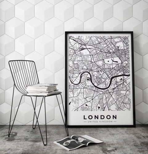 Plakat MAPA PLAN MIASTA LONDYN czarno biały