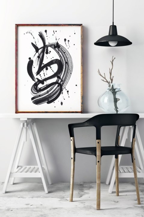 Plakat MAZY CZARNA FARBA czarno biały