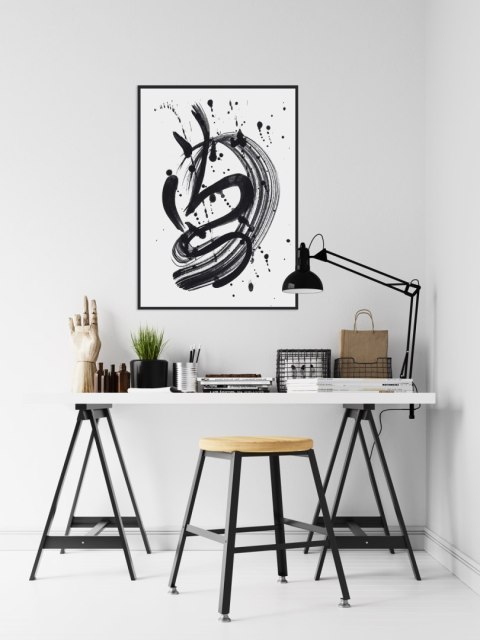 Plakat MAZY CZARNA FARBA czarno biały