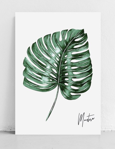 Plakat MONSTERA PODPIS zielony