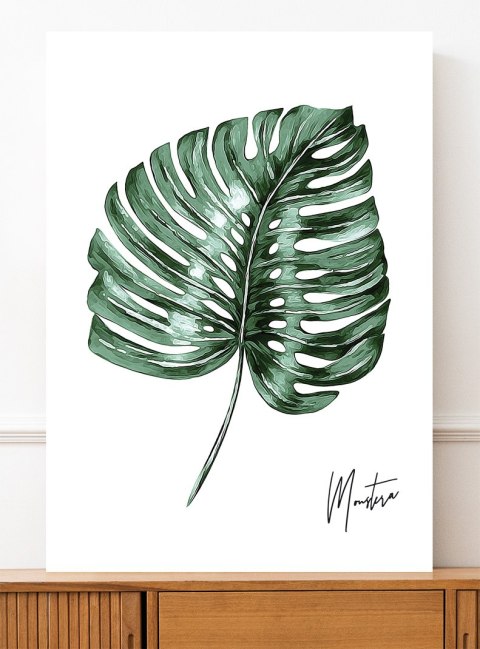 Plakat MONSTERA PODPIS zielony
