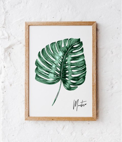 Plakat MONSTERA PODPIS zielony