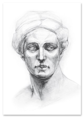 Plakat MUZA POSĄG GRECKI szkic czarno biały