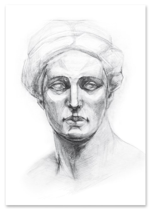 Plakat MUZA POSĄG GRECKI szkic czarno biały