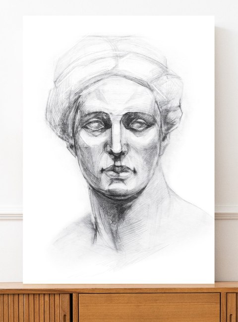 Plakat MUZA POSĄG GRECKI szkic czarno biały