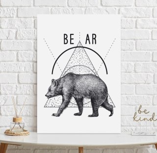 Plakat NIEDŹWIEDŹ GEOMETRIA dotwork czarno biały