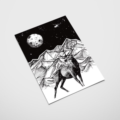 Plakat NOCNY JELEŃ GÓRY czarno biały