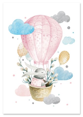 Plakat dla dziecka BALON ZAJĄCZEK kolor