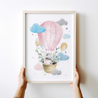 Plakat dla dziecka BALON ZAJĄCZEK kolor