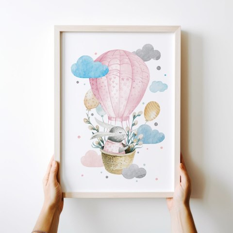 Plakat dla dziecka BALON ZAJĄCZEK kolor