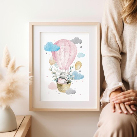 Plakat dla dziecka BALON ZAJĄCZEK kolor