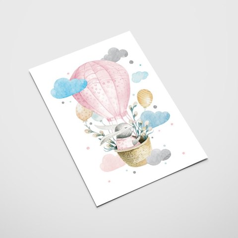 Plakat dla dziecka BALON ZAJĄCZEK kolor