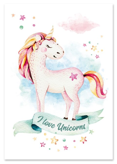 Plakat dla dziecka JEDNOROŻEC kolor